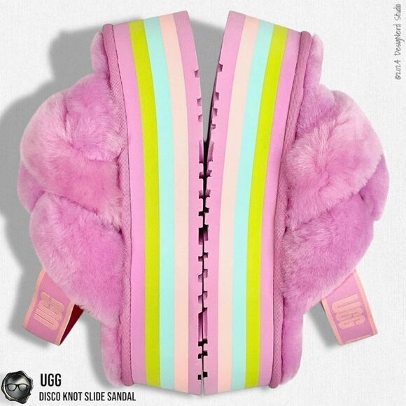 UGG DISCO KNOT PLATFORM SLIDE SANDAL IN WILDFLOWER FUCHSIA SIZE 7 WOMEN’S SHOE - Picture 10 of 15